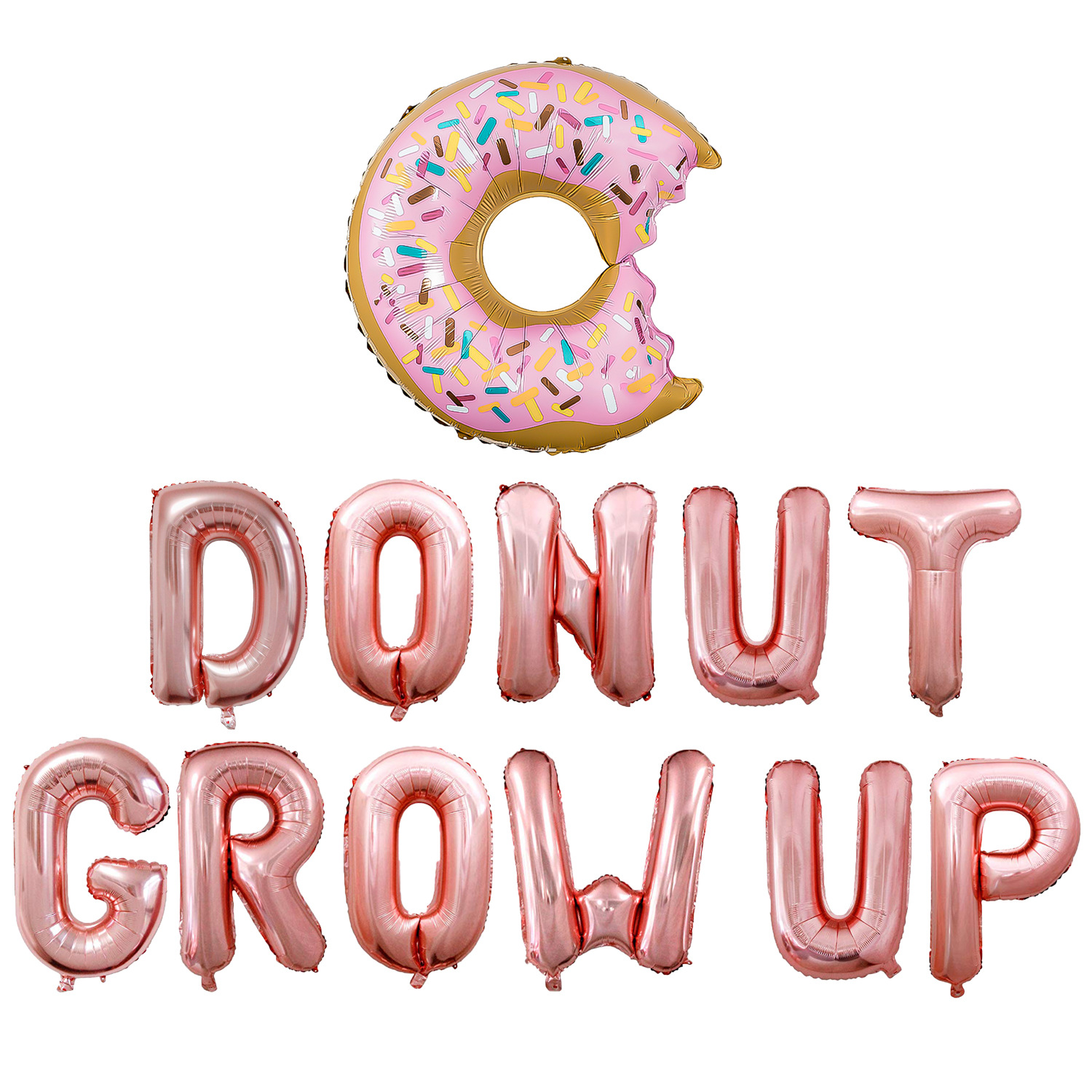 夏威夷16寸玫瑰金甜甜圈donut grow up宝宝生日派对铝膜气球套装