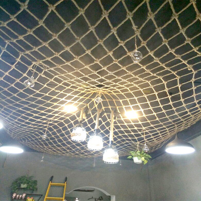 麻绳绳子手工编织网墙装饰服装店用网格吊顶棚顶创意挂墙照片楼梯