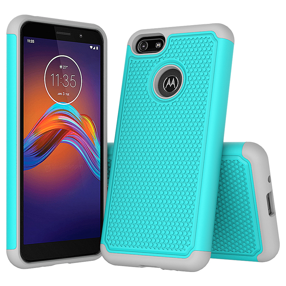 motoe6play足球纹防摔防震手机保护套 二合一tpu pc机器人手机壳