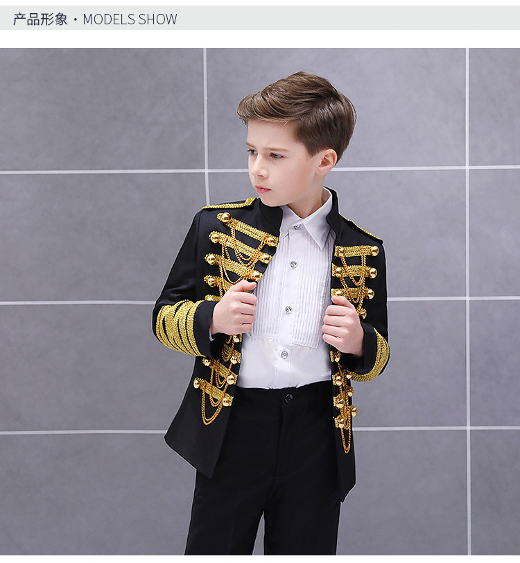 男童欧洲风格流苏礼服舞台演出服宫廷装王子服儿童节圣诞表演服