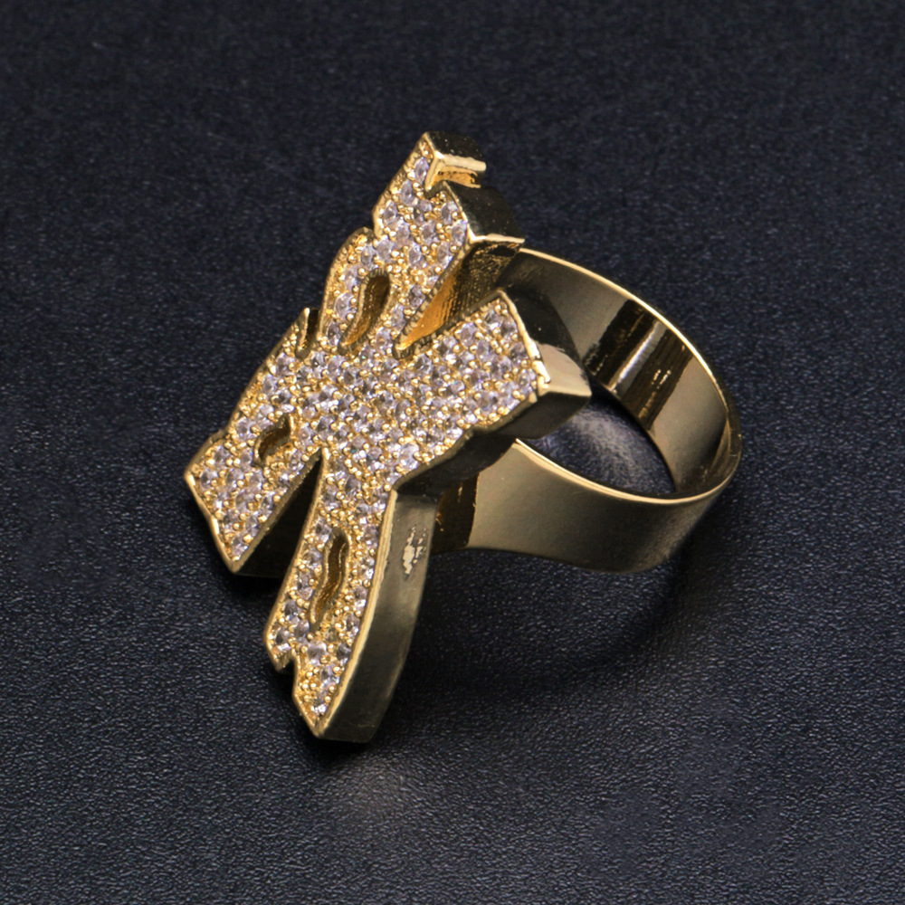 亚马逊爆款新款欧美大金戒指26英文字母戒指开口戒指跨境货源