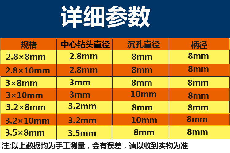 沉孔钻头锥孔螺丝安装钻头阶梯钻自攻螺丝锥度沙拉钻合金沉头木工