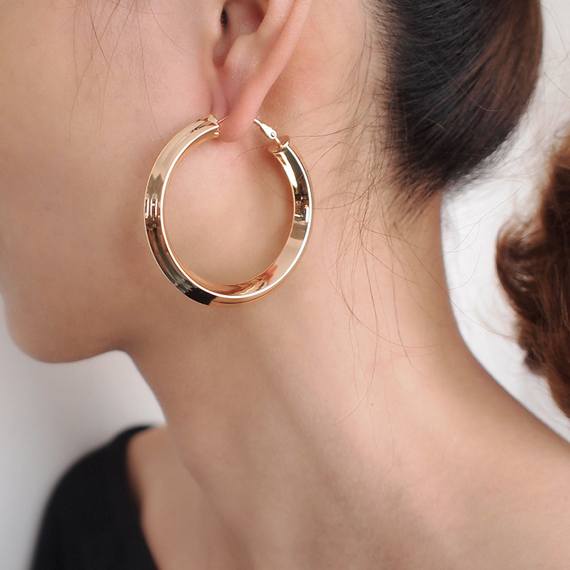 欧美夸张不锈铜圆圈大耳环 光面圈圈耳圈个性百搭气质耳环批发