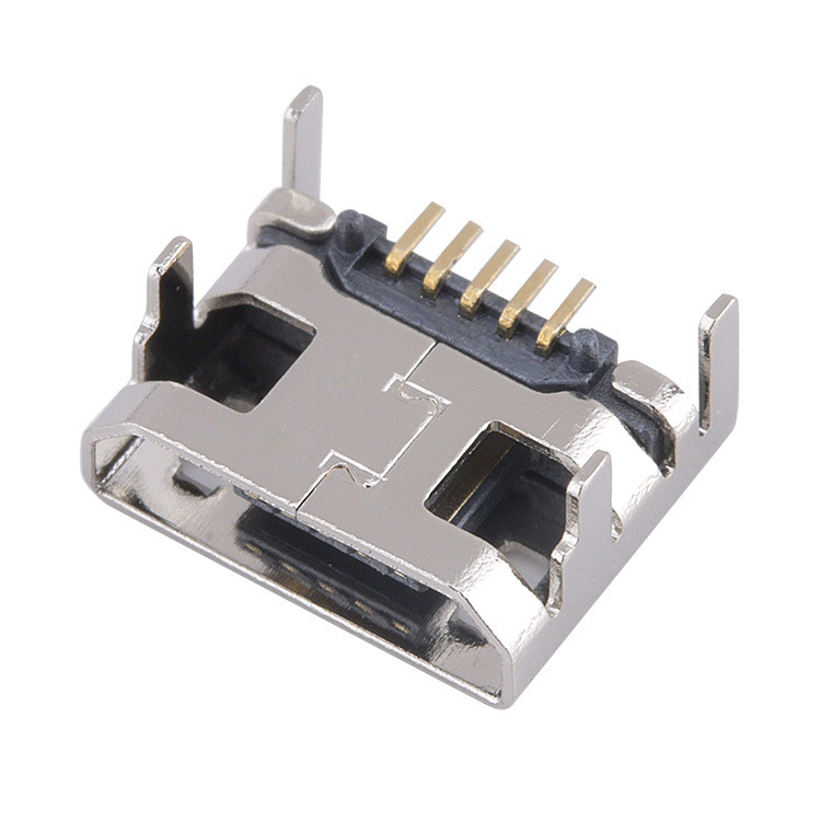 micro四脚插座母座72直边卷边安卓充电接口microusb连接器