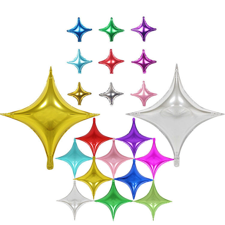 10寸四角星铝箔气球派对装饰铝膜气球充空气点缀背景墙四角形气球