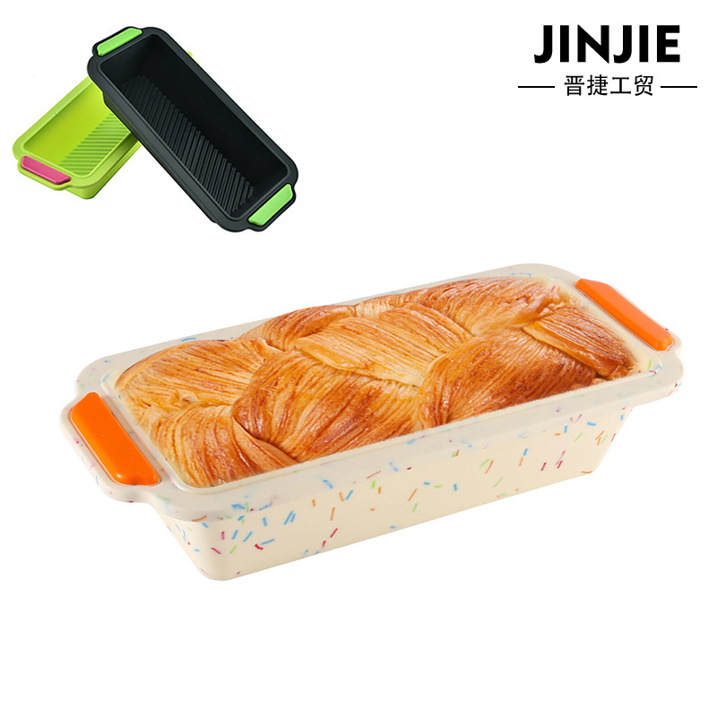 New Color Point Silicone Two-Color Cake Mold Double-Ear Toast Bread Box Long Square Toast Mold Non-Stick Baking