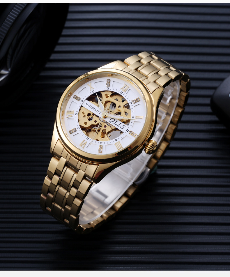 新款奇洛时手表男士机械表全自动镂空运动潮流学生防水夜光特种兵