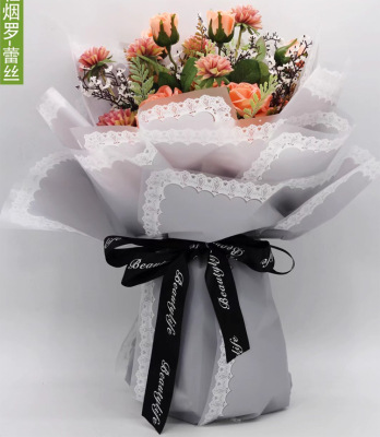 轻烟罗蕾丝花束包花纸防水加厚雾面纸/鲜花包装纸边框包装纸材料