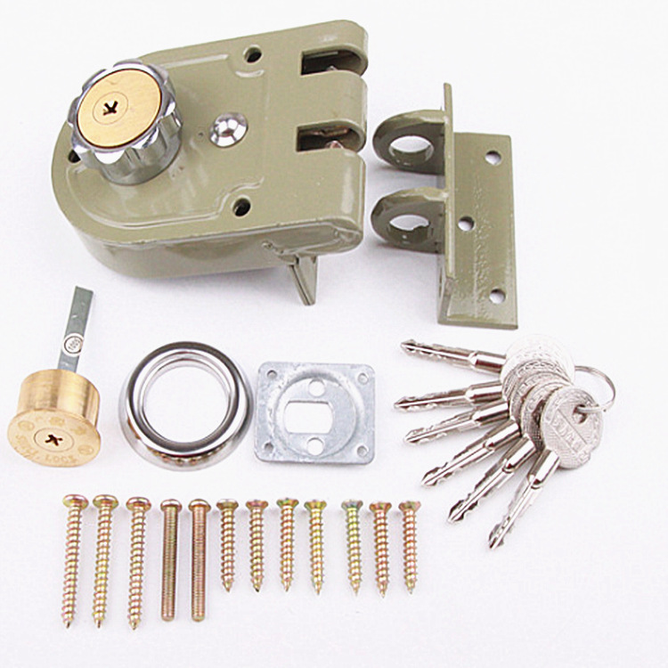 一字十字老虎锁双锁头保险门锁老式双扇门扣锁外装门锁老式防盗锁