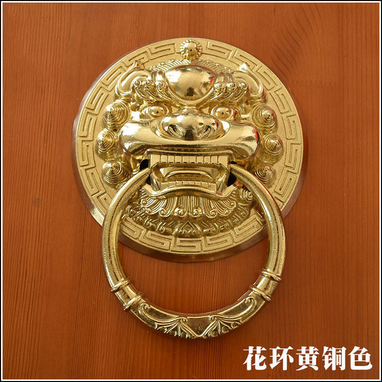 仿古纯铜兽头门环中式狮子头虎头拉手麒麟大门把手复古木门拉环