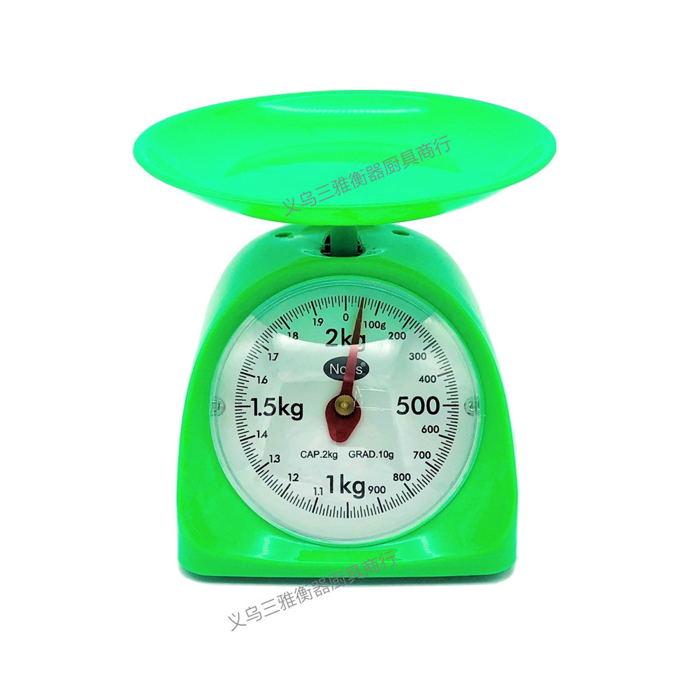 小型家用圆形塑料弹簧机械表盘式厨房秤小台秤 1~5kg等多量程可选