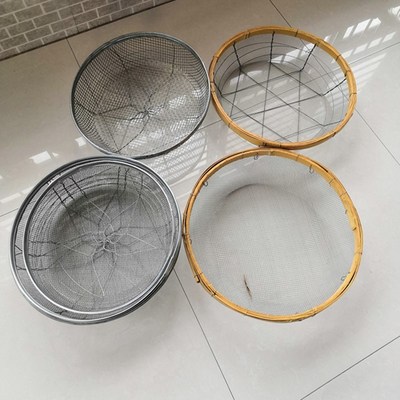 草料筛子竹边圆形沙石子过滤筛粮食筛铁丝筛网园艺筛子筛土钢煤筛