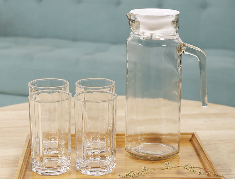 八角水具五件套 家用八角玻璃冷水壶 厂价直销果汁壶广告促销礼品