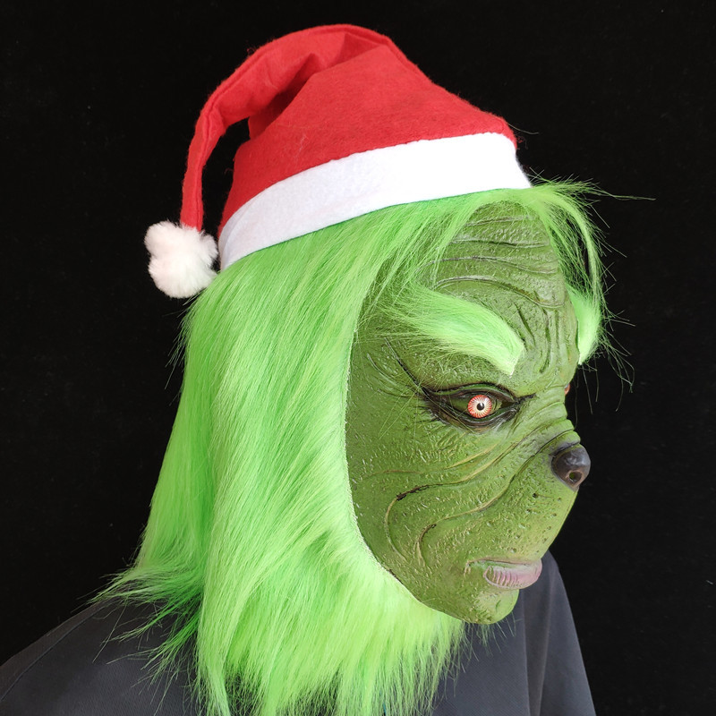 万圣节圣诞怪杰手套格林奇面具绿毛怪头套鬼灵精格林奇偷走圣诞节