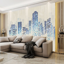 中式简约墙布北欧现代简约城市建筑电视沙发8D背景墙壁纸壁画墙纸