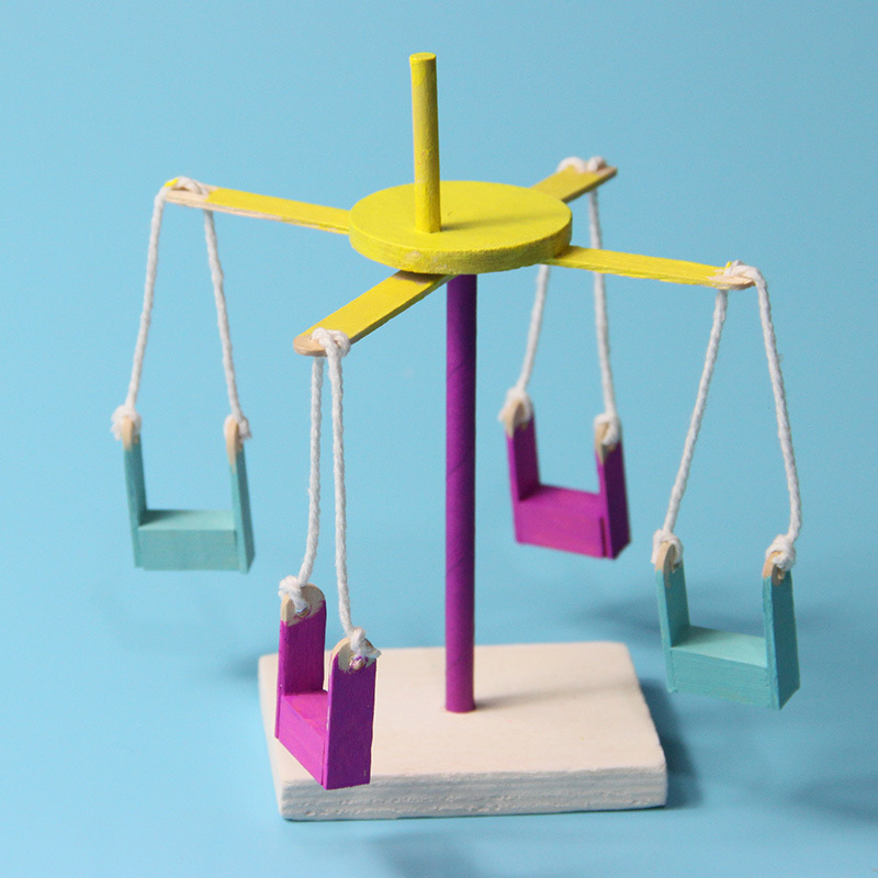 儿童旋转飞车diy模型木制科技小制作手工科学实验材料玩具