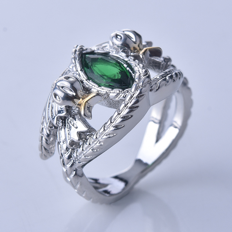 lknwish镀s925银霸气魔戒阿拉贡戒指巴拉赫之戒 欧美ins双色指环