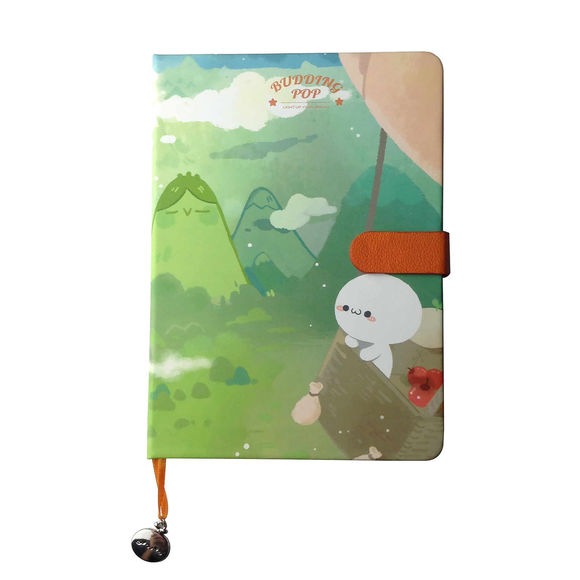 长草颜团子精美卡通a5手账本皮质搭扣a6日记本带金属吊坠动漫风格