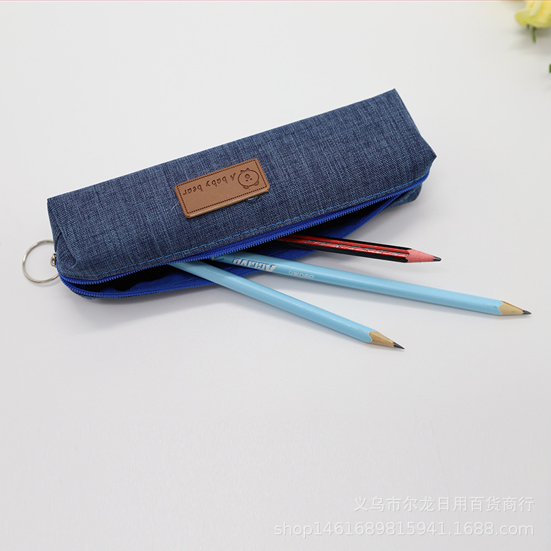 Creative Simple Pencil Case Student Japanese and Korean Fashion Creative Simple Zipper Stationery Case Solid Color Pencil Case Two Yuan Store