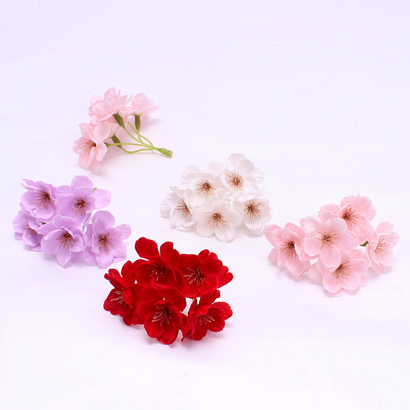 New Artificial Flower Cherry Blossom Flower Head Soap Flower Gift Box Decoration Christmas Gift Bouquet Flower Delivery Fake Soap Flower Cherry Blossom