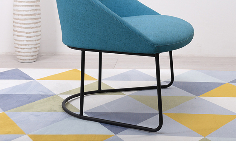 北欧布艺半圆单人靠椅 咖啡厅休闲室休息沙发椅组合 接待洽谈椅子