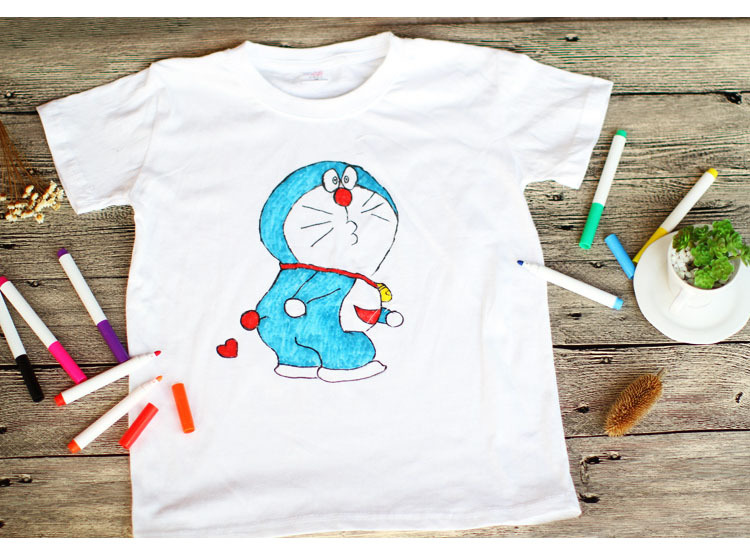 纯棉空白t恤diy手工幼儿园儿童创意涂色涂鸦绘画t恤衫扎染材料