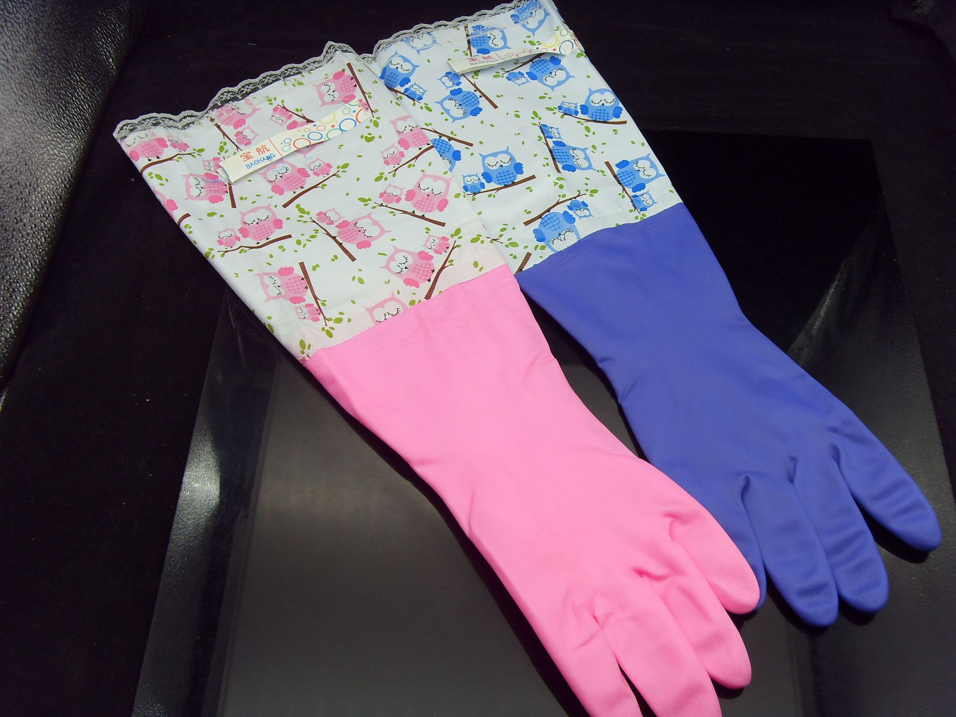 厨房洗碗手套橡胶加绒加厚清洁家务手套洗衣乳胶加长粘扣防水手套