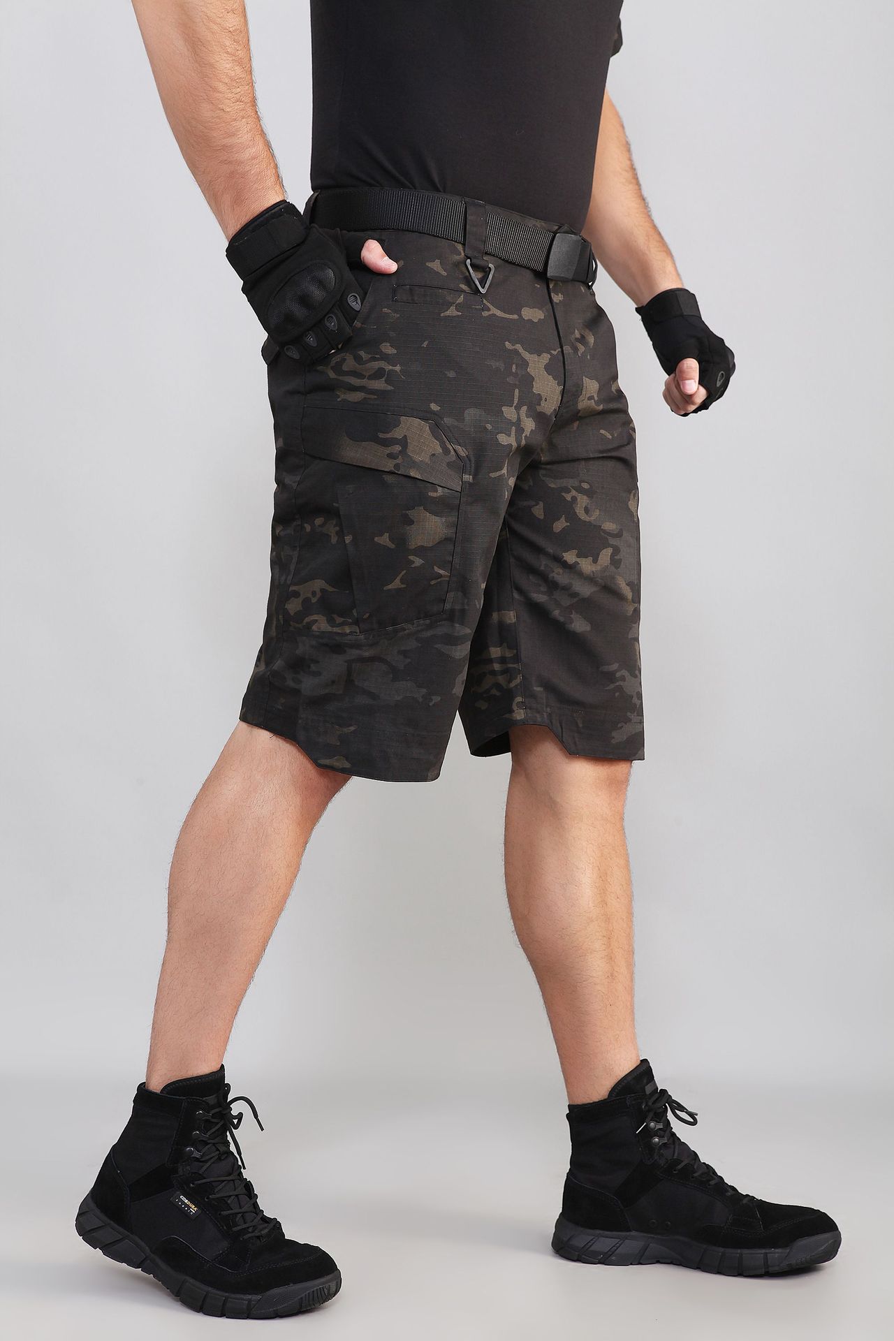 军鹰防御者迷彩城市战术短裤户外工装多袋裤执政官格子布短裤