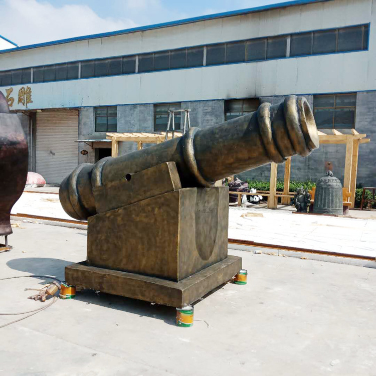 厂家玻璃钢仿真大炮雕塑军事部队纪念馆景点影楼仿铜装饰模型摆件