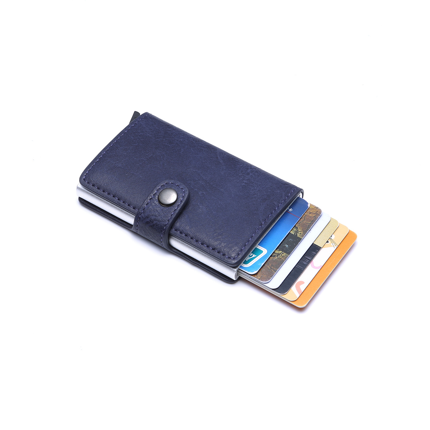 现货rfid铝合金钱包 自动弹出卡包 金属钱包防盗刷屏蔽银行卡盒