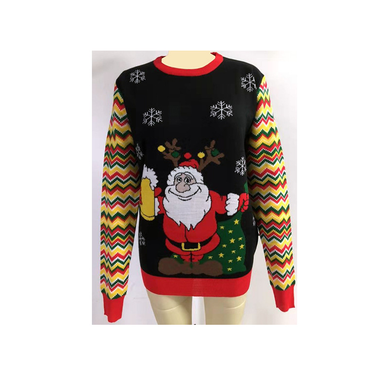 Foreign Trade European and American Christmas Knitted Sweater Snowflake Jacquard Knitted Sweater Cross-Border Christmas Knitted Sweater