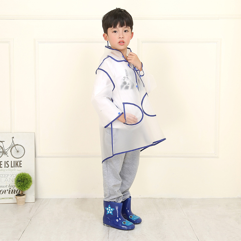 Factory Supplier Children Student Eva Transparent Raincoat Thickened Creative Poncho Printable Logo