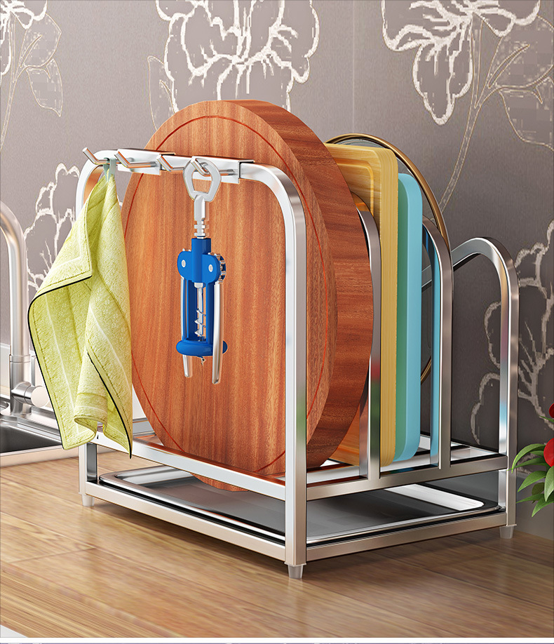 304不锈钢菜板锅盖架收纳砧板架案板坐式粘板架子落地厨房置物架