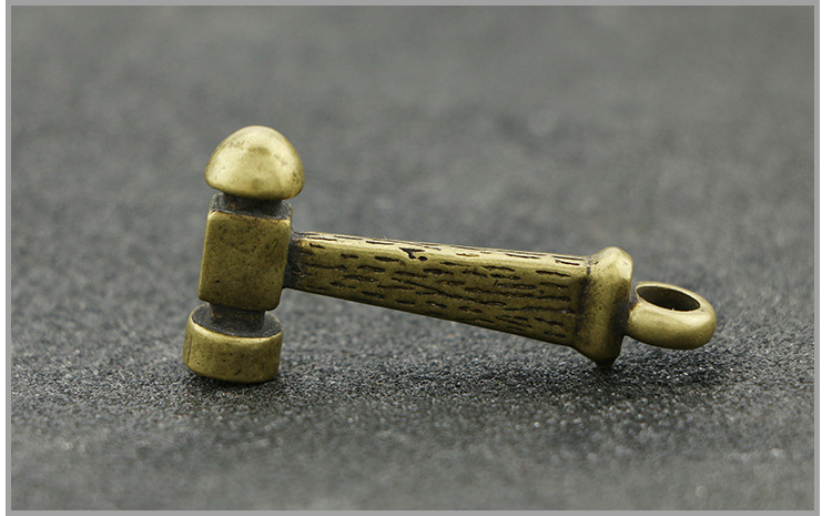 复古黄铜一锤定音小锤子铜榔头挂坠子纯铜迷你铁锤机车钥匙扣挂件