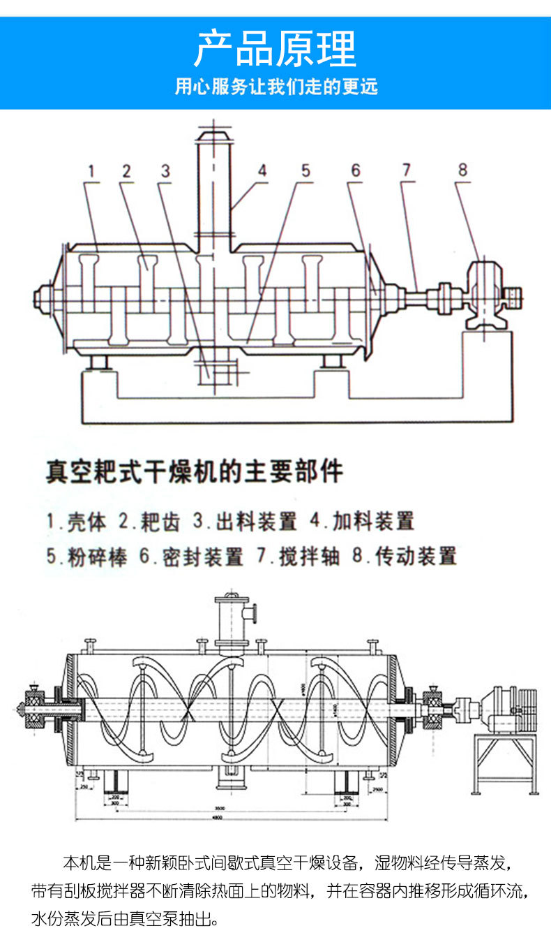 真空耙式干燥机 真空干燥设备真空烘干设备低温污泥烘干机