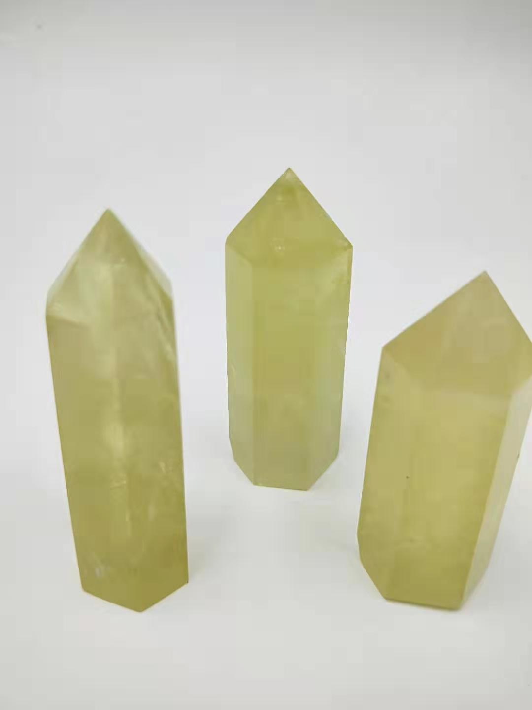 厂家直销天然原石棉黄六棱水晶柱摆件装饰挂件景石