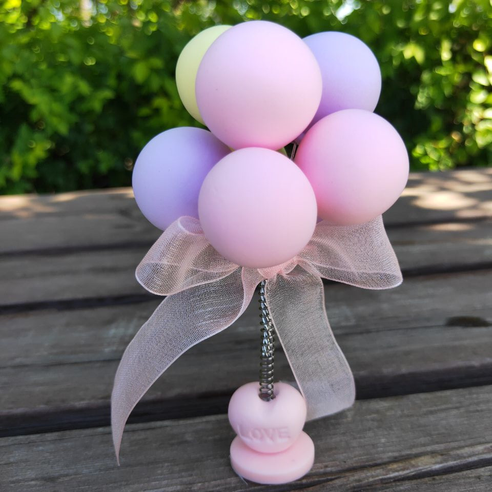 馨睿汽车摆件摇摆气球2022新款蝴蝶结带弹簧蛋糕装饰摆件黏土气球