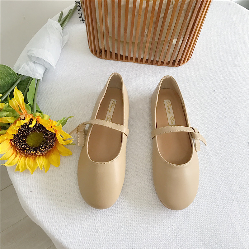 2019早春新款韩版圆头玛丽珍鞋女平底单鞋复古学生大头娃娃鞋