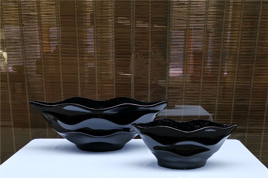 波浪船型玻璃钢花盆现代简约公司前台酒店家居开业桌面仿真花摆设