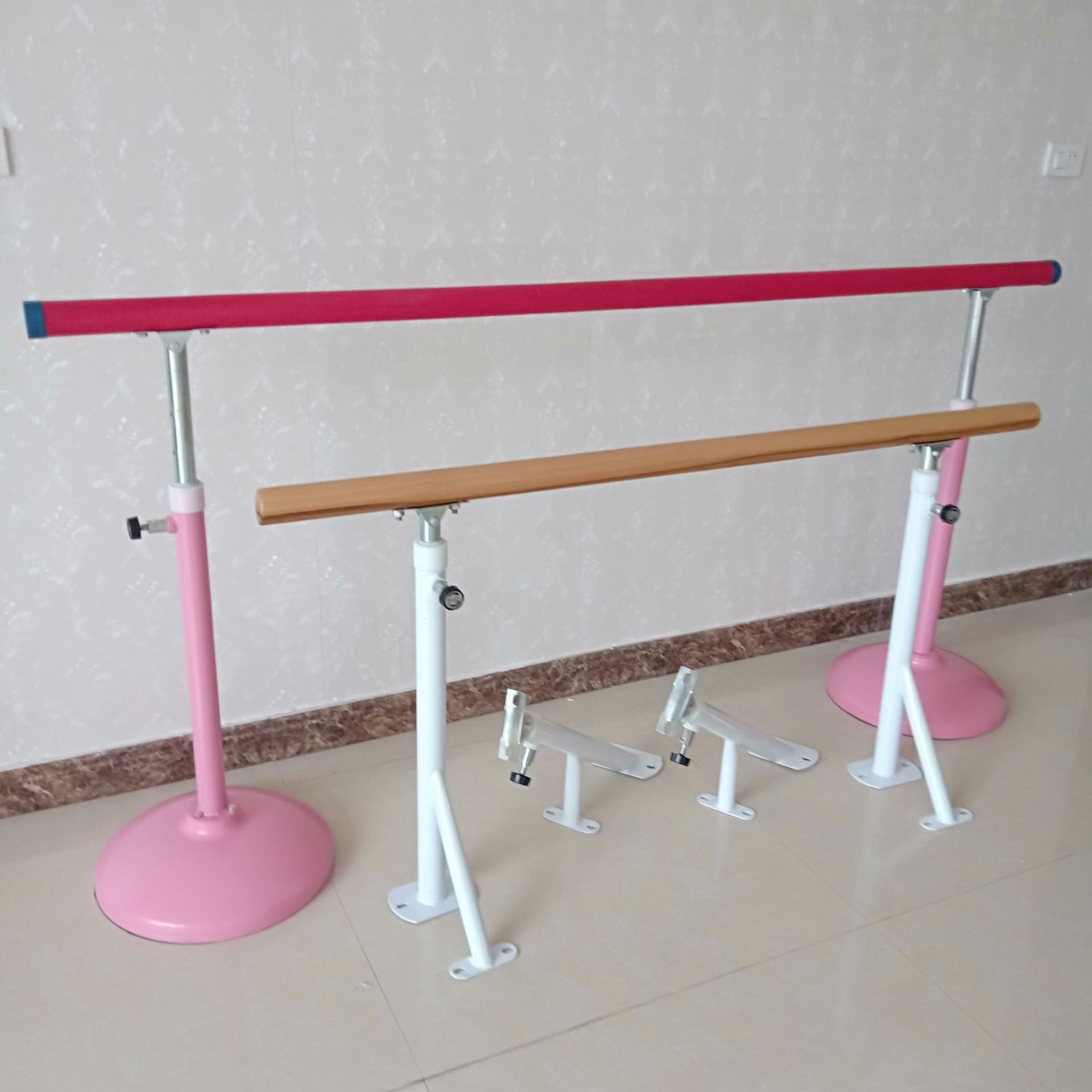 儿童室内松木带钢芯单杠壁挂式成人舞蹈练习杆移动式舞蹈把杆家用