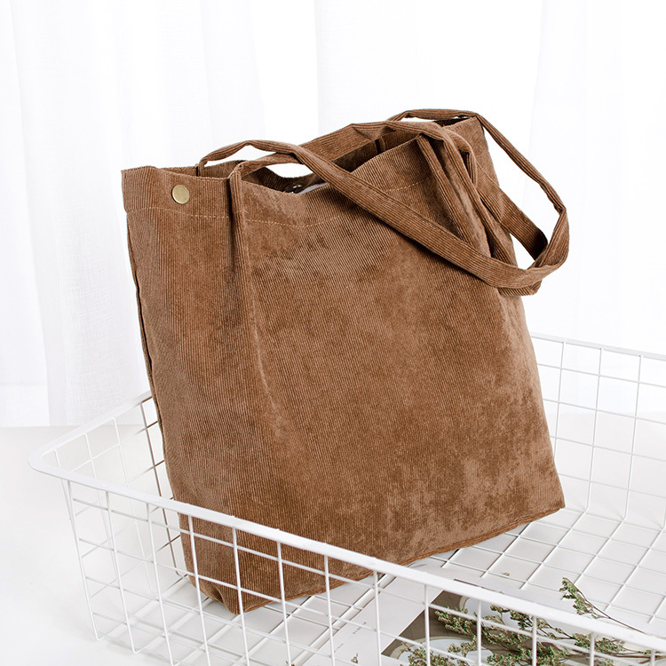 Wholesale Corduroy Cloth Bag Korean Style Women's Preppy Style Spot One-Shoulder Canvas Bag All-Match Shopping Portable Canvas Bag