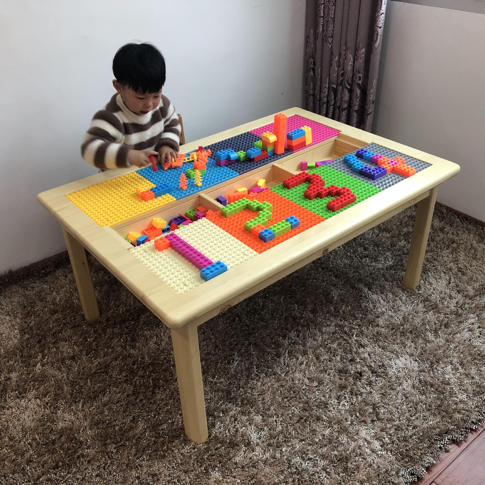 儿童积木桌幼儿园多功能实木游戏桌椅宝宝益智玩具乐高手工学习桌