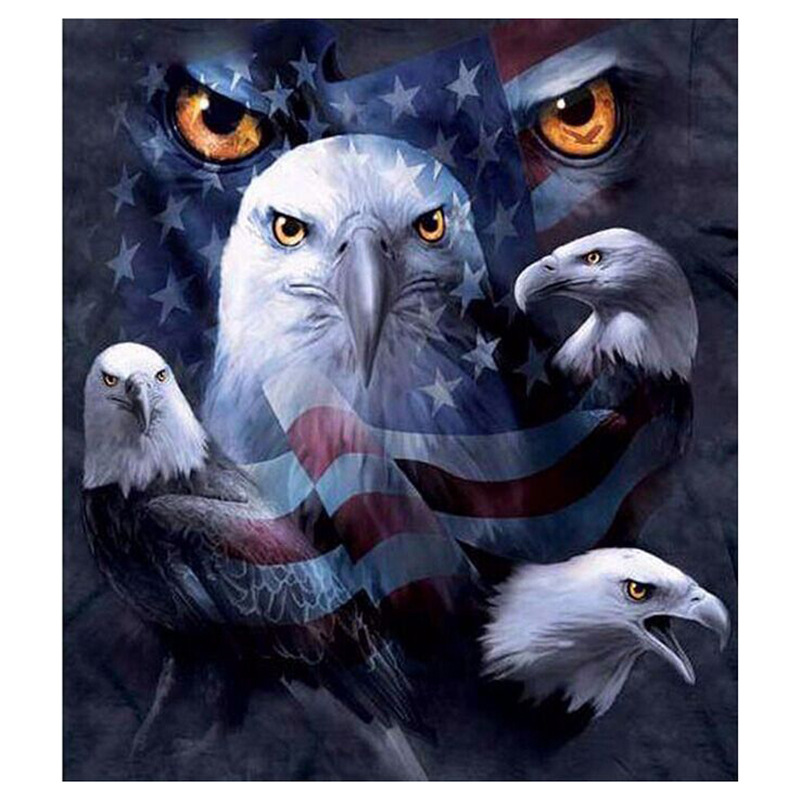 厂家批发新款满钻钻石画 凶狼猛鹰 简约卧室客厅2019点贴钻十字绣