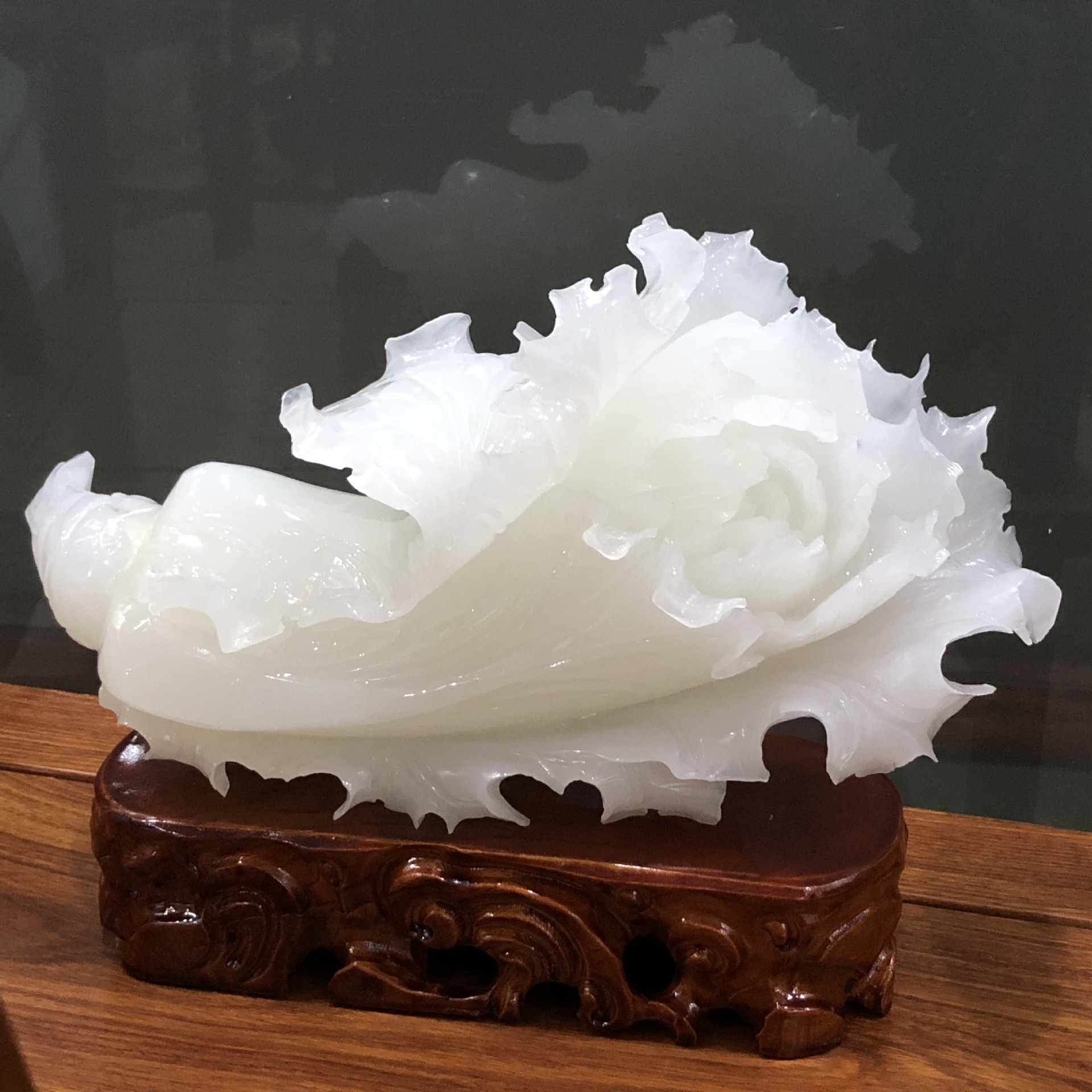 珍宝阿富汗玉白玉白菜摆件 油润细腻似和田玉白菜家居工艺品摆设