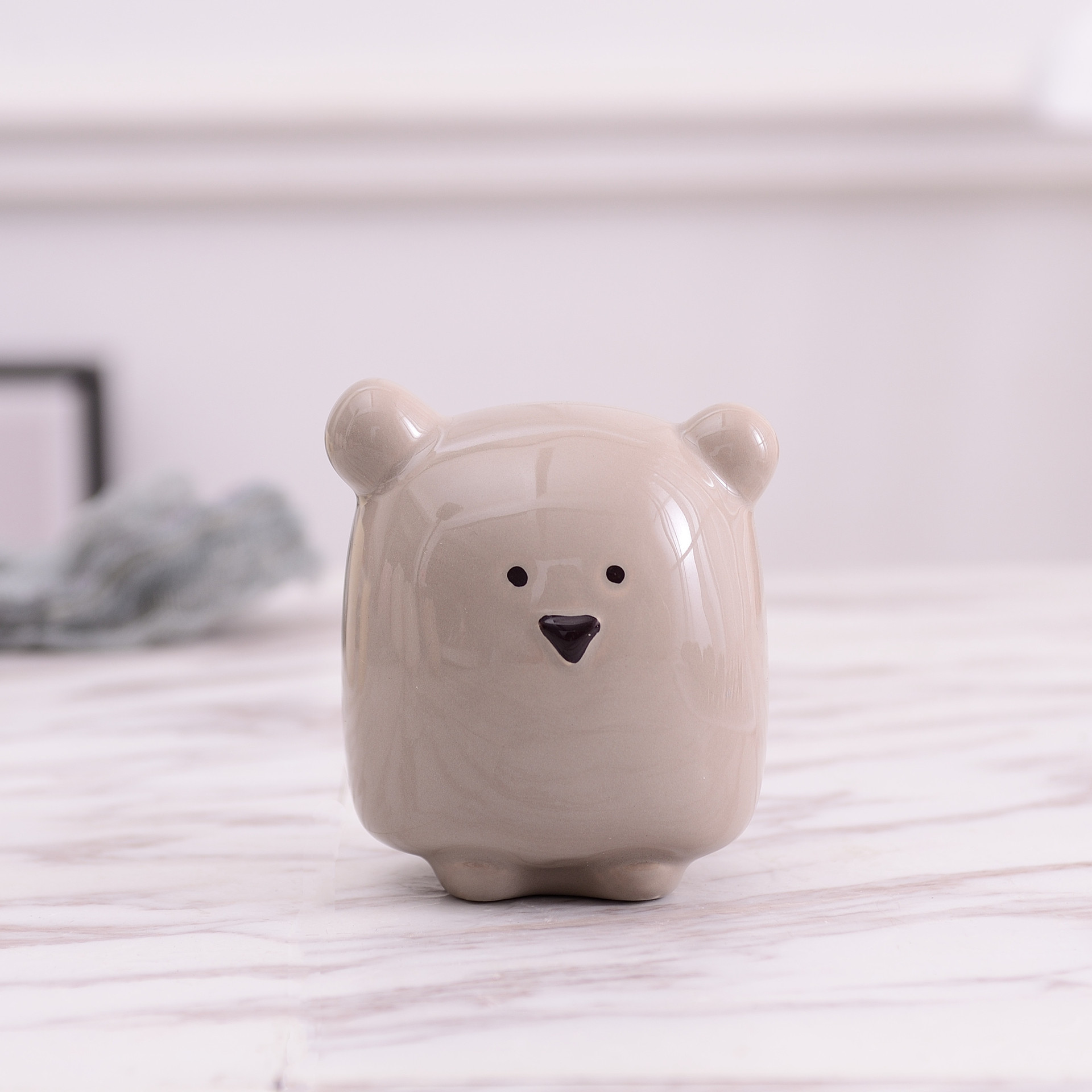 卡通田园ins风陶瓷摆件工艺品家居装饰面包熊大小号小摆设陈列品