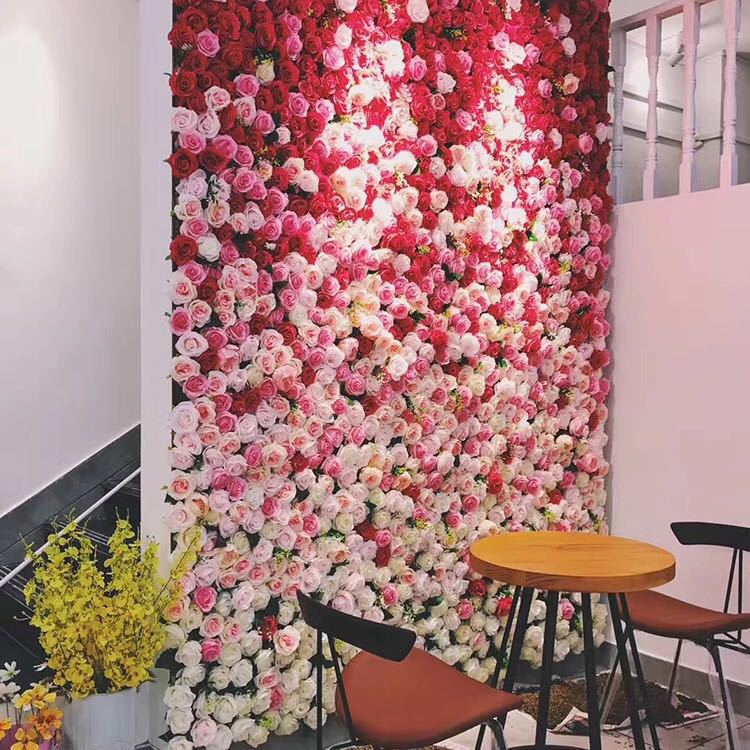 仿真玫瑰花婚庆装饰背景花墙商场橱窗装饰植物墙仿真花墙布底花墙