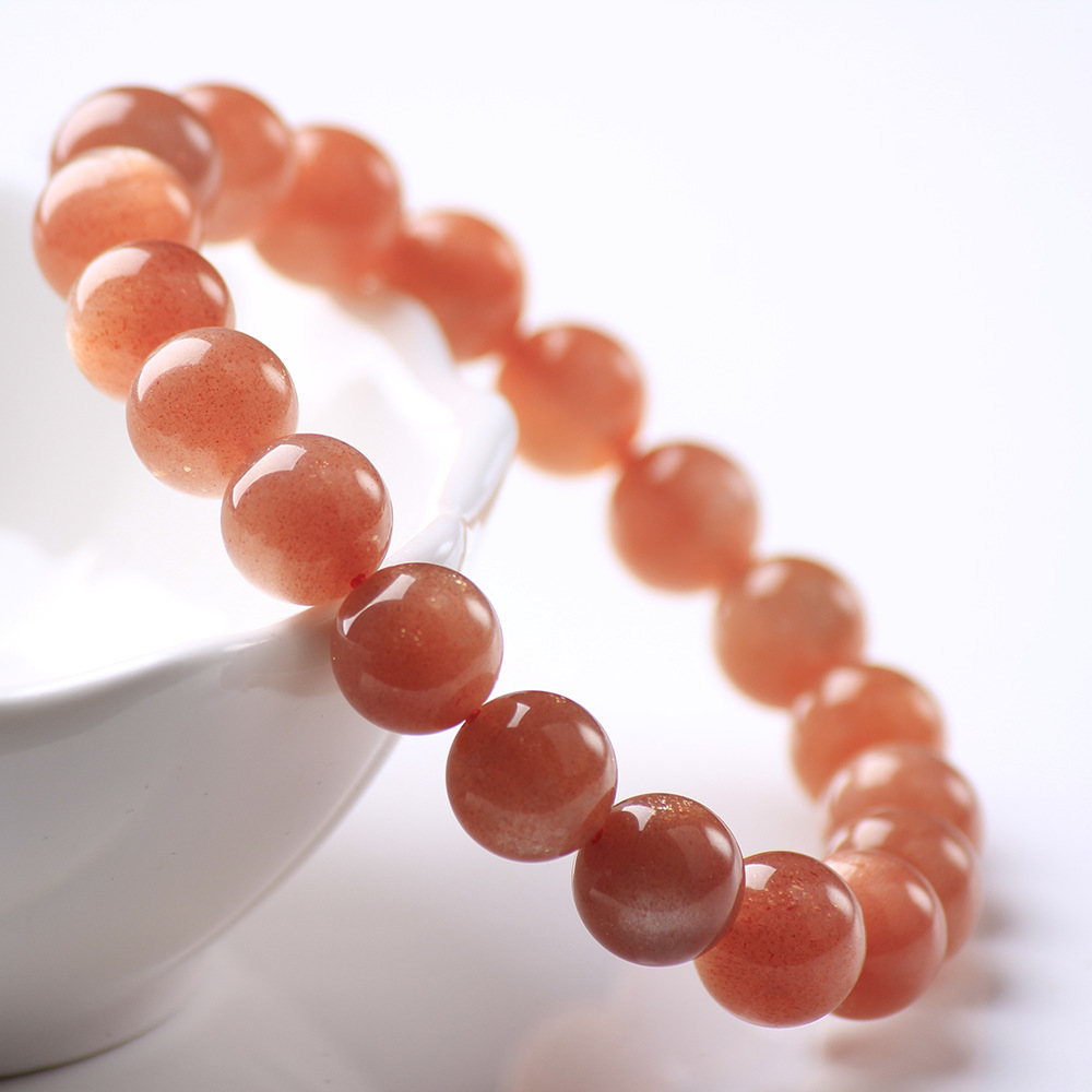 天然橙月光 太阳石手链 天然水晶 水晶手串 带猫眼 颜色艳