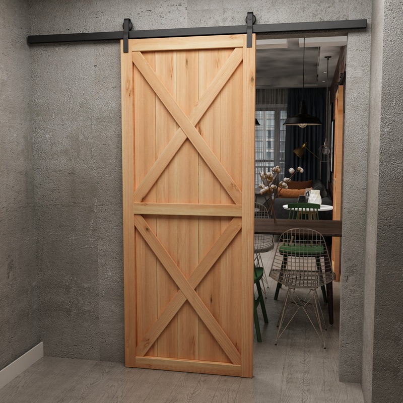 北欧工作室客厅平移门家用实木推拉门室内简约平开卧室大门