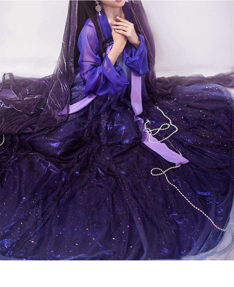 汉服女中国风古装齐胸襦裙广袖原创北极星古风星空裙6米摆汉元素