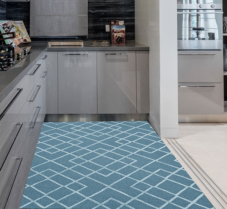 跨境现代简约厨房地垫满铺防滑吸水防油家用脚垫进门入户玄关地毯